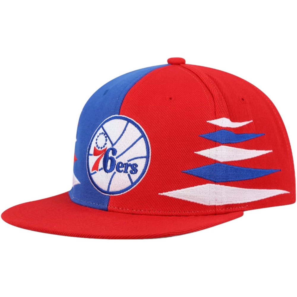 Mitchell & Ness Philadelphia 76ers NBA Diamond Cut Red & Royal Snapback Hat OSFM